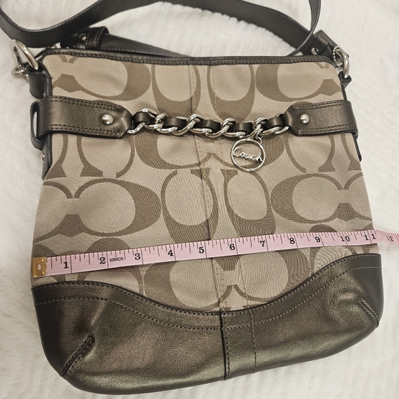 Coach Canvas Signature Chain Duffle Hangbag W/ Crossbody and Shoulder Bag - Picture 15 of 17